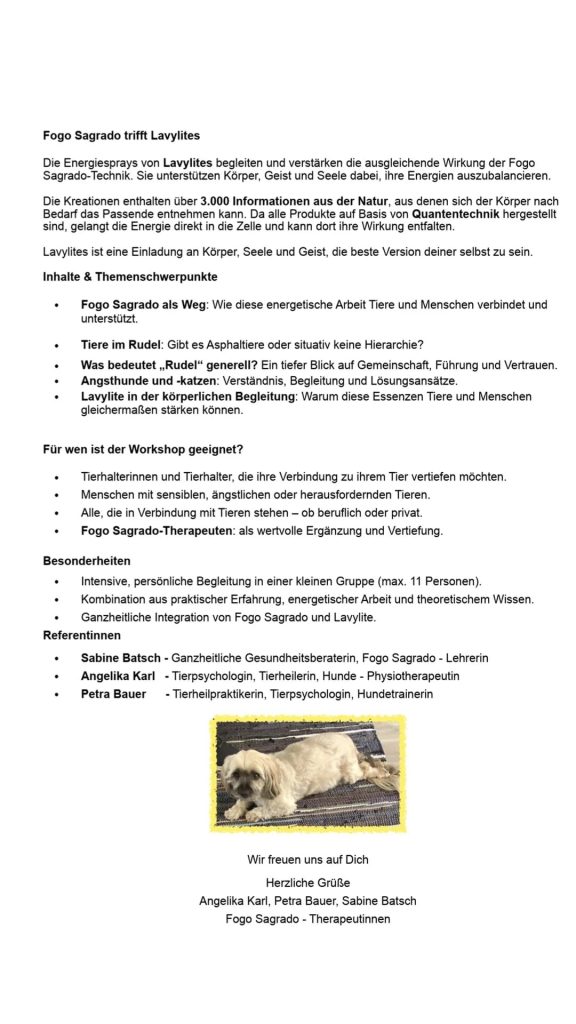 Workshop Fogo Sagrado und Lavylites